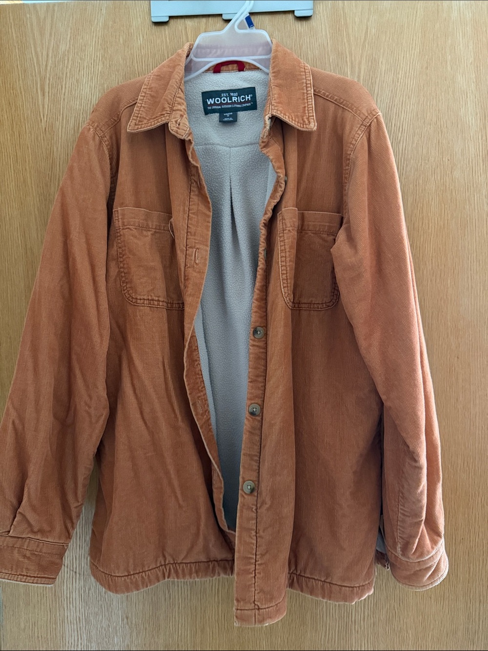 Woolrich Burnt Orange Corduroy Jacket with Fleece Lining